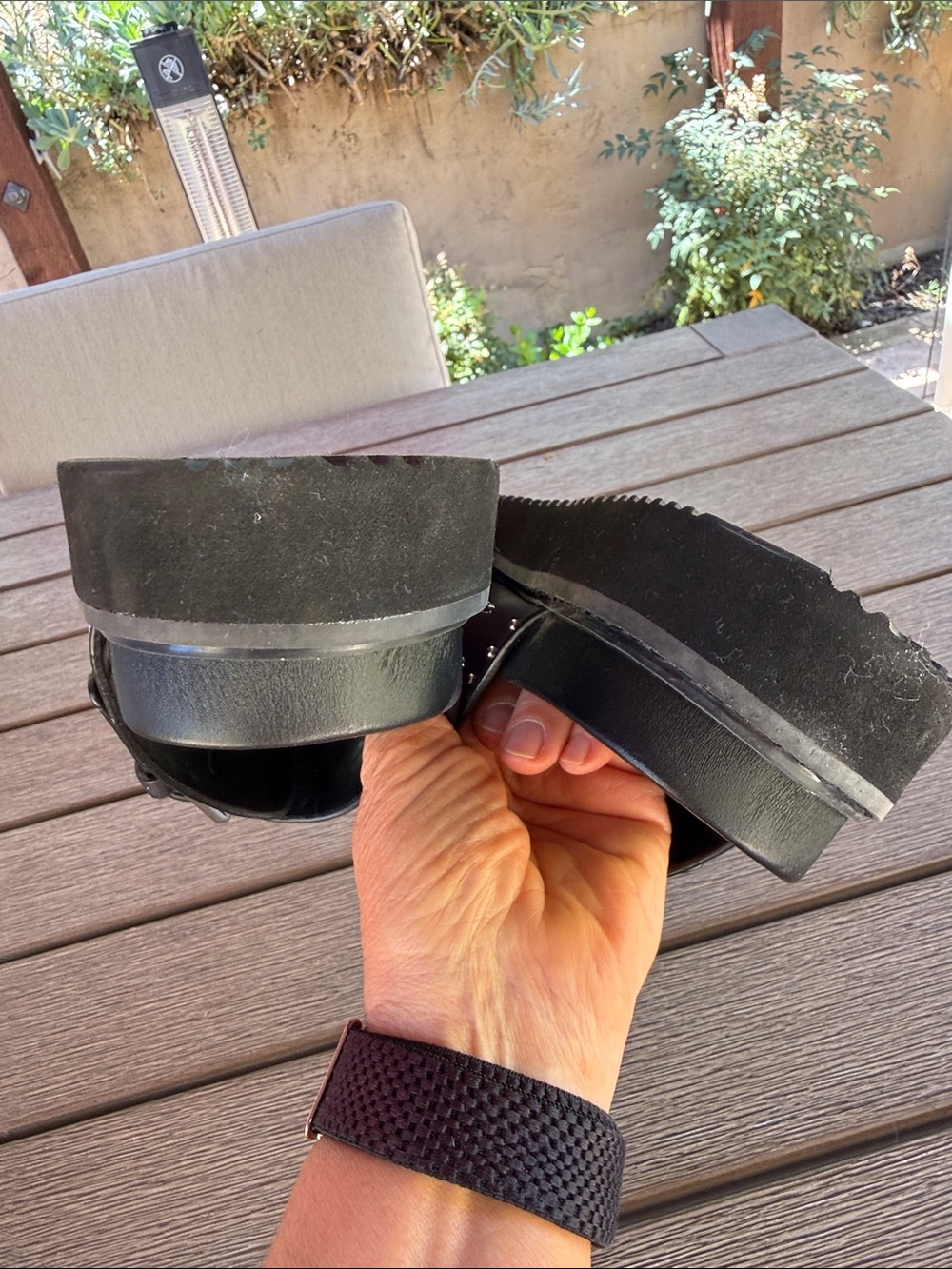 Marc Fisher Black Studded Double-Buckle Slide Sandals - Picture 3 of 7